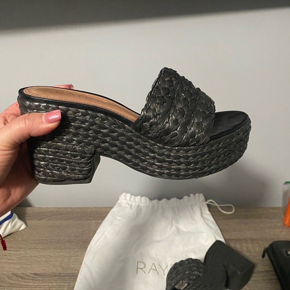 Raye Black Woven Women's Mules